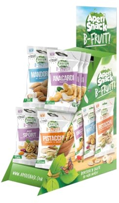 Aperisnack B-Fruit AP07.001.09 - Espositore da 80 snack, espositore da Banco di Frutta Secca 100% Naturale B-Fruit - Contiene 80 Bustine Monodose da 25 g