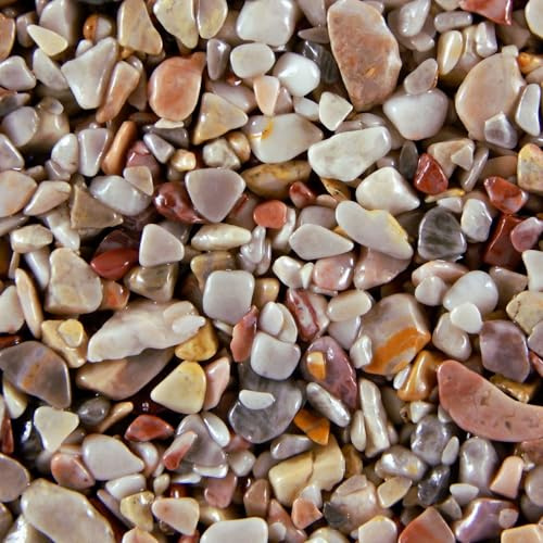 Terralith Steinteppich Marmor Komplett-Set für 1qm - Körnung: mittel - 4-6mm mit Epoxidharz Bindemittel - für Innen in rot-weiß (colorato)