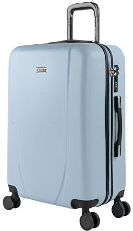 ITACA - Maleta Mediana 55x40x20 de Viaje rígidas Trolley con 4 Ruedas Dobles para Avion Ligera Equipaje de Mano candado de combinación., Azul Claro