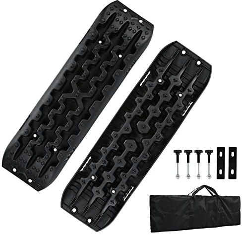 Sonnewelt Anfahrhilfe mit Aufbewahrungstasche und Installationstool,Schlamm/Sand/Schnee Recovery Board Offroad Tracks,10T Last,Reifenleiter für PKW LKW Geländewagen Wohnmobil