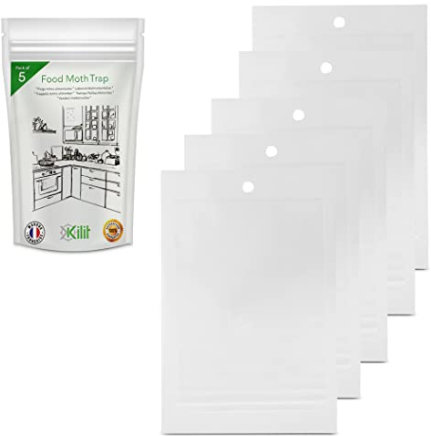 KALIGEN Pantry Moth Traps [Pack of 5] - Pheromone Moth Catcher Odourless & Non-Toxic - Kitchen Cupboard Protection - Up to 8 Weeks Effective