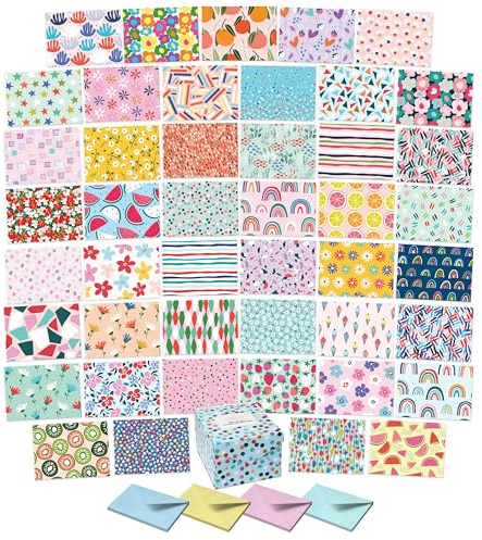 S&O Blank Cards for All Occasions in One Box Set - Blank Notecards with Envelopes for Handwritten Messages - All Occasion Cards Assortment Box with Envelopes - 100 Vibrant Notecards and Envelopes Set