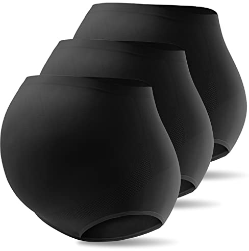 Mama Plus Women’s Maternity Underwear Over Bump High Waist Seamless Briefs Soft Stretch Pregnancy Panties (Multicolor-C 3 Pack 2XL)