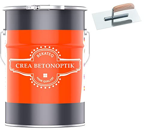 BEKATEQ Betonoptik in Betongrau 20kg, Urban Style Betonlook bis 50qm Betonspachtel inkl. Werkzeug, Effektspachtel, Sichtbeton, fugenlose Wandgestaltung in Bad, WC, Wohnzimmer, Büro S1002