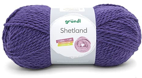 Gründl Wolle Shetland - Winterwolle - 1 Knäuel 100 g, lila | Dicke Wolle zum Häkeln und Stricken Weich und wärmend - 80 % Polyacryl, 20 % Wolle - 100 g / 170 m - Nadelstärke 7-8