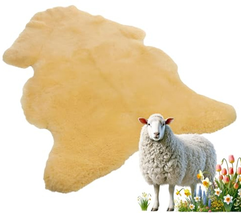 Lammfellhof Baby Lammfell Medizinisch Gegerbt - Therapeutisches Lammfell, Medizinisches Schaffell Baby - Lammfell Echt Merino Schaffell Ökologisch - 100% Natürliches Relugan (XXL -ca.105-110cm)