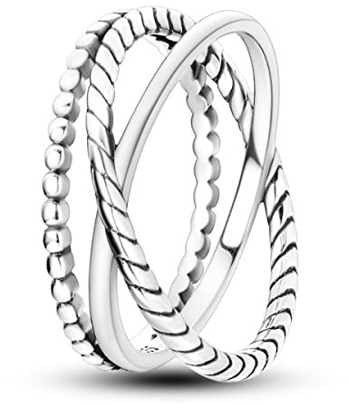 NARMO Ringe für Frauen Entwined Line Band Ring 925 Sterling Silber Ringe Größe 57mm