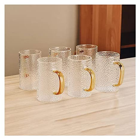 PTTRNS Wassergläser Hammer Glastasse mit Griff, Wassertasse, Teetassen-Set, Haushalts-Trinkwassertassen-Set Trinkglas (Color : A)