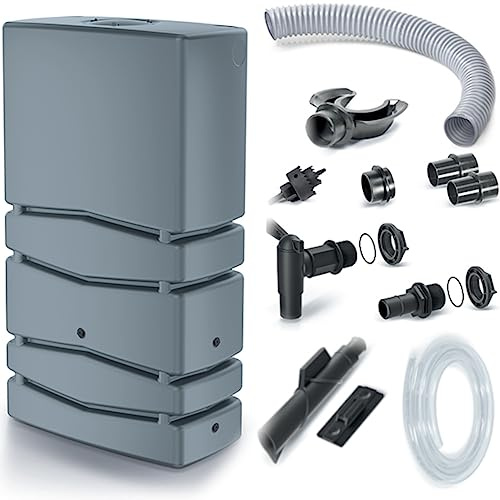 Set Aqua Tower Regenwassertank-Bausatz 350 L + Icanset 1 + Icanset 5 / Set of Aqua Tower 350L Rainwater Tank + Connection kit for rainwater Tanks Icanset 1 + Icanset 5 (350 L, Grau)