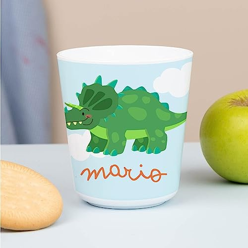 Wanapix | Bicchieri per Bambini | Bicchiere Personalizzato di Plastica Infrangibile | Ritorno a scuola/asilo | Senza BPA | Tazza per Bambini | 235ml | Dino