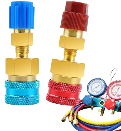 2 Stück R134a Adapter, chnellkupplungssatz, Kältemittel-Nachfüllsatz, High-/Low-Side-R134a-auf-R1234yf-Adapter Kfz-Klimaanlagen-Kältemittelsystem, Evakuierung und Aufladen