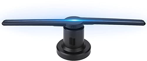 Projecteur Holographique 3D, Projecteur de Ventilateur LED WiFi Hologramme 3D avec Carte Mémoire de 16 Go pour L'affichage Publicitaire (Prise UE)