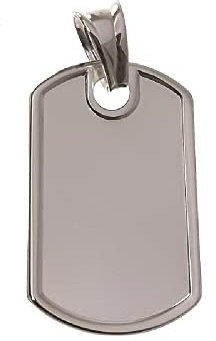 Inmaculada Romero IR Chapa militar colgante plata Ley 925m lisa 28 mm. relieve bordes