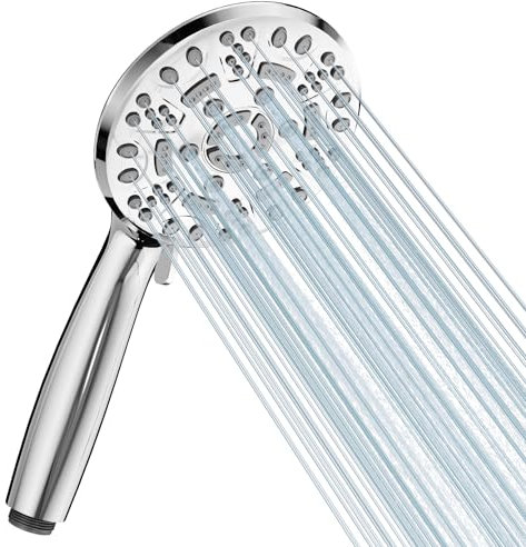 Cobbe Shower Head, High Pressure Shower Head with 8 Spray Modes, Universal Bathroom Water Saving Shower Heads, Large Powerful Flow Rain Showerhead for Low Water Pressure, Chrome
