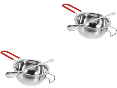 VILLCASE 2 Sätze Wachs Schmelztiegel stainless steel inoxlm calentador de leche Milchschokolade Kerzenhalter Kerzenständer Wachsschmelzwärmer Wachsschmelztopf aus Edelstahl Metall Heizung