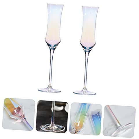 Cabilock 2St bunte Sektgläser klare Glasbecher Rotweingläser klare Becher Martini-Gläser regenbogengläser sektglas Kelch Stielgläser aus Glas Getränke Rotweinglas Trinkbecher Champagnerglas