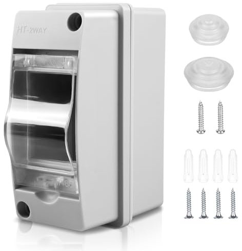 Quadro Elettrico Esterno, Scatola Elettrica da Esterno, Quadro Elettrico Interno di Distribuzione con 1 Fila, Quadro Elettrico 2 Moduli Impermeabile IP65, Scatola Elettrica da Parete per Giardino