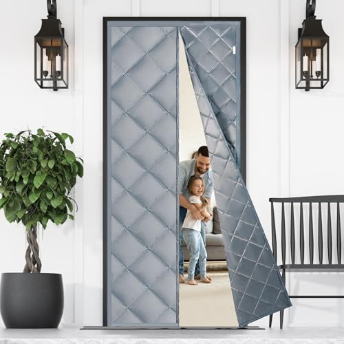 Awaken Honest Thermal Insulated Door Curtain Cover, 90 X 200cm, Windproof Soundproofing, Grey
