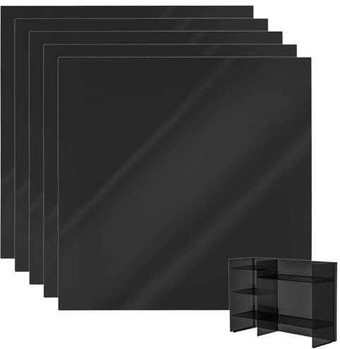 KEILEOHO 5 lastre acriliche nere 30 x 30 cm, lastra di plastica nera in vetro acrilico 3 mm, disco acrilico quadrato nero piastra acrilica per fai da te