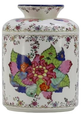 SYNWISH Tobacco Leaf Pattern Floral Round Porcelain Tissue Box Cover 6.7, Facial Tissue Holder Storage for Bathroom Vanity, Countertops, Dressers, Parlors and Offices Home Décor