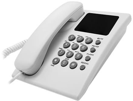 Ldabrye Téléphone fixe filaire de base pour personnes âgées - Téléphone domestique analogique avec rappel de maintien - Petit téléphone mural de bureau