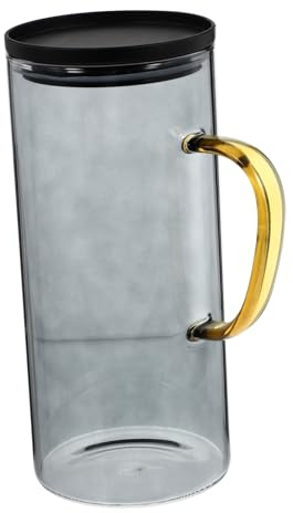 FONDOTIN Glass Cold Water Kettle and Fruit Juice Pitcher 1.5l Heat-Resistant Glass Carafe with Lid and Filter Large Capacity Water Pitcher for Kitchen and Home Beverage Serving