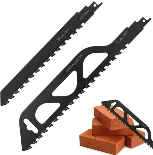 ADNEWX Juego de 2 hojas de sierra de sable para piedra, metal duro HM 240, 305 mm, hoja de sierra para hormigón celular, madera, piedra, cortes, accesorios para sierra de sable Einhell Dewalt, Bosch