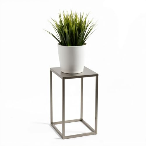 FRAMADO - Pflanzenständer Ferro - 24x24x40cm - Farbe Silber - für Zimmerblumen - Metallregal - Dekorativer Tisch - Blumenständer - für Zimmerecke, Wohnzimmer, Balkon