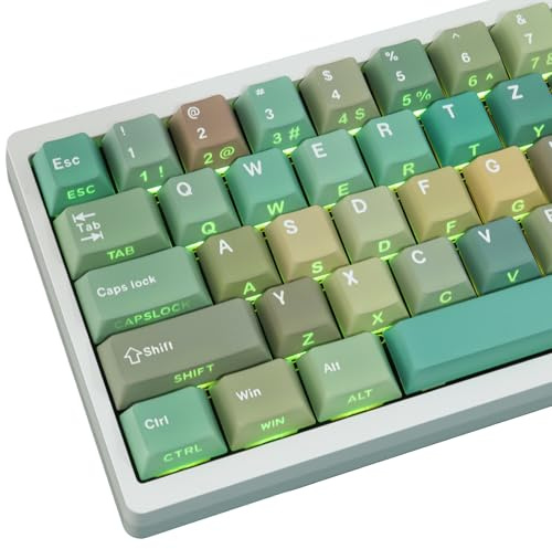 Sunzit PBT Keycaps,132 Keys Green Forest Custom Keycaps Cherry Profile Dye-Sub Keyboard Keycap Set with 6.5u Spacebar for MX Switches Mechanical Gaming Keyboard
