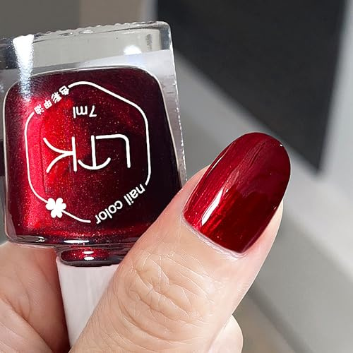 Pearl Rot Nagellack - Schnell trocknende & Langanhaltend Nagellack auf Wasserbasis - Shiny Nail Polish für DIY Nageldesign, Glänzender Glitter Farblack für Frauen Nail Art Maniküre (Rosenperle)