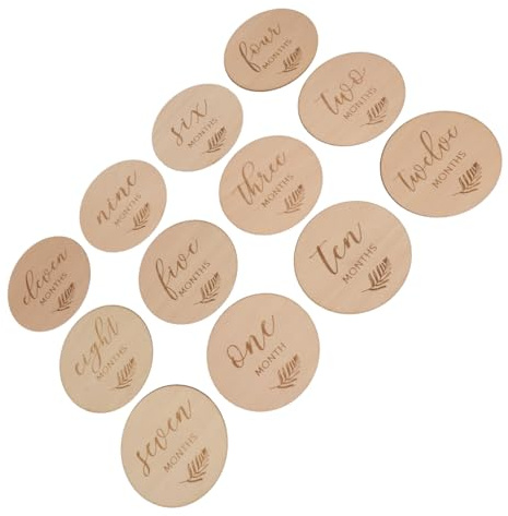 FRCOLOR 12 Stück Holz Meilensteinkarten für Doppelseitige Fotokarten zur für Babyfeste und Besondere Anlässe