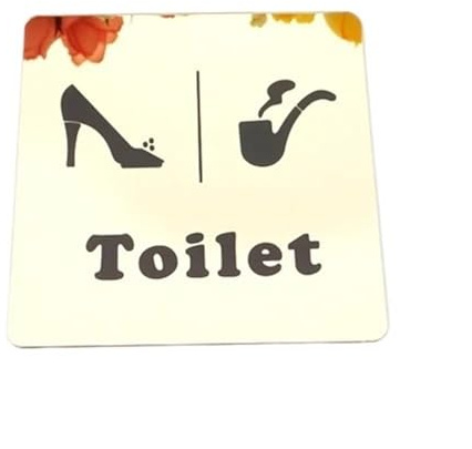 Panneau de toilette en miroir, panneau d'indication de WC for hommes et femmes, forme de talons hauts, miroir 3D, autocollants muraux, signalisation Signe Toilette(Gold)
