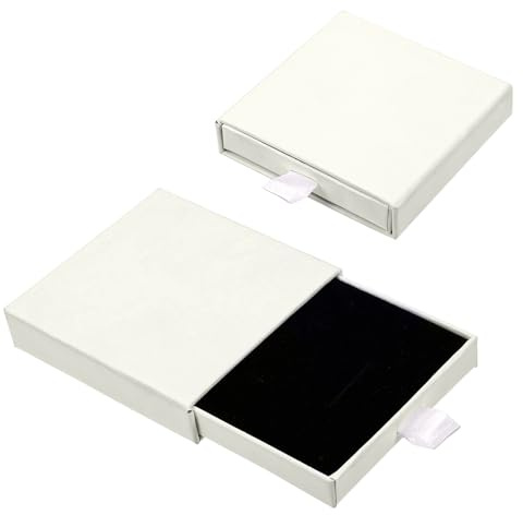 2 pièces Boîte à bijoux Petite boîte cadeau Petite boîte à bijoux Petit emballage cadeau Boîte à bijoux pour bijoux cadeau pour anniversaire Collier Bracelet (8 * 8 * 1,8 cm, Crème blanc)