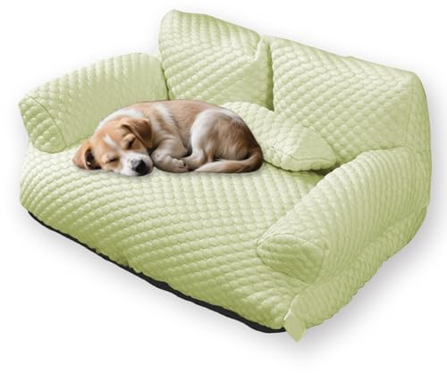 Waigg Kii Kühlendes Katzensofa, großes Hundebett, Couch, waschbar, Katzensofa für Innenkatzen, beruhigende Eiscouch, Katzenmatratze, dicke Nackenstütze, hält das Haustier kühl, Faserbezug (Grün, L