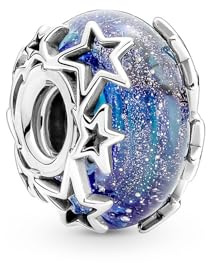 Lkwidi Damen Murano Glass Silver Blue Charm Anhänger für Armband 925 Sterling Silber Geburtsstein Charms Beads passend für Armband-