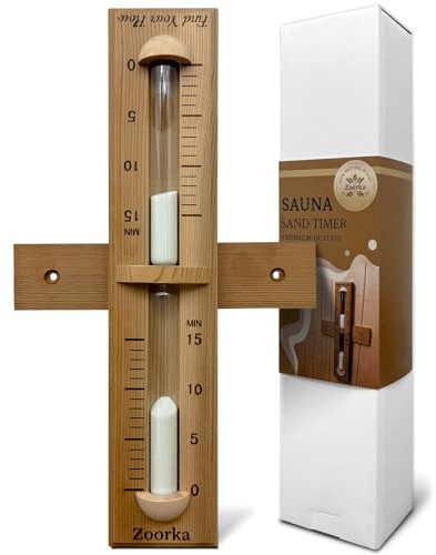 Zoorka Sauna Sand Timer, 15 Minute Sand Timer with Heat Resistant Glass, Wall-Mounted Sauna Accessories for Sauna Room and Home Spa