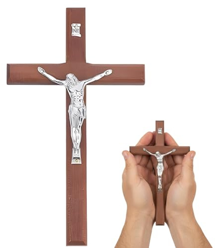 ZYLOUY Holzkreuz, Größe 20 x 11,5 cm, Wandkreuz aus Holz, Kruzifix für die Wand, Dekoratives Holz Kreuz, Sehr Fein Und Einfach, Für Die Meisten Leute, Sehr Praktisch