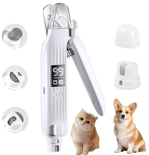 2 in 1 Neueste Hund Nagelschleifer und Hund Nagelknipser für Hunde Krallen Sicher Hund Nagelschneider 3-Gang Elektrische Haustier Nagelschleifer für Hunde Nagelfeile mit LED-Licht für Kleine Mittlere