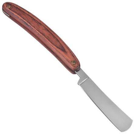 HOMSFOU Rasoir à Barbe Manuel en Acier Inoxydable Manche Bois Rouge Coupe-Choux Portable pour Hommes Rasage de Précision à Domicile