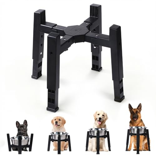 Marchul Dog Bowl Stand Adjustable Height and Width [Stand Only], Elevated Dog Bowls for Medium & Large Dogs, Anti-Slip Base Stable Raised Feeder