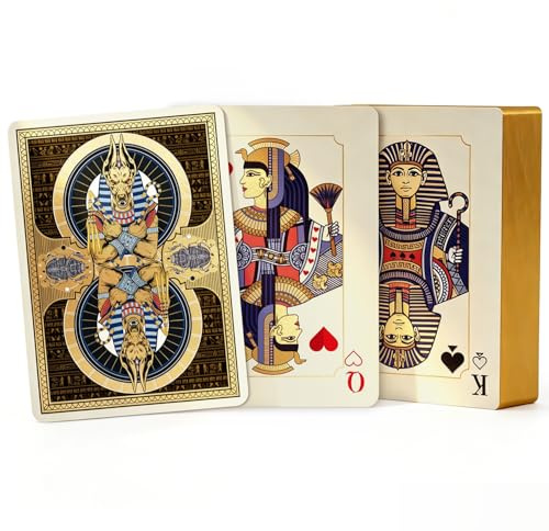 ACELION Egyptian Playing Cards – Premium Cardstock Poker Deck with Double-Sided Cold Foil & Gold Foil Edges – Luxury Collectible Card Game for Adults & Gift