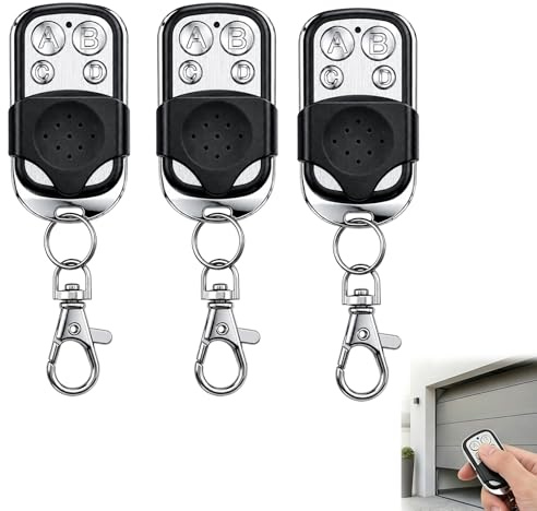 3 Pièces Telecommande Universelle Portail, 433.92 MHz Télécommande Garage sans Fil 4 Boutons Code Fixe Bip Portail Universelle avec Couvercle Coulissant pour Voiture et Porte Garage Électrique