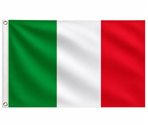 Floranica Bandera de Italia 90 x 150 cm, resistente a la intemperie, con ojales metálicos, opaca, doble costura, ideal para aficionados al fútbol