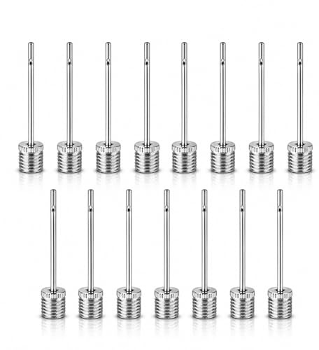 Football Pump Needles, 15pcs Stainless Steel Ball Inflation Adapters | Portable 38mm Stainless BallPump Inflation Needle Valve Adapter for All Other Sports Balls