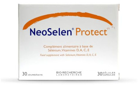 NeoSelen Protect • Complément alimentaire • Protection et Antioxydants • Sélénium et Vitamines A,C,E et D • Stimule les défenses immunitaires • Cure de 30 Jours/ 30 gélules (1/j) • Made in France