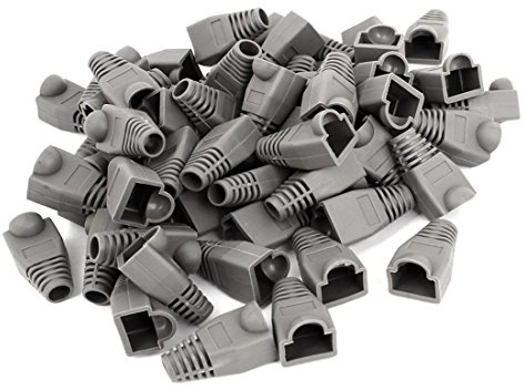 Copapa - Connettore per cavo Ethernet RJ45 in plastica morbida, protezione antistrappo, CAT5, CAT5E, CAT6, CAT6E, 100 pezzi, colore: grigio