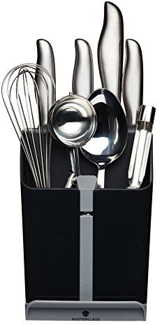 MasterClass Smart Space All-in-1-Messerblock und Utensilienhalter mit Keramik-Messerschärfer, 15,5 x 14,5 x 20,5 cm (6'' x 5,5'' x 8'') - Schwarz / Grau