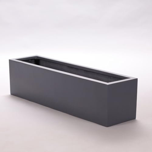 Elegant Einrichten Pflanztrog Blumentrog Fiberglas 100x25x25cm anthrazit metallic