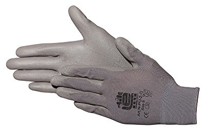 Jah Nylonhandschuh grau mit PU-Beschichtung – präziser Griff & flexibel – für Elektronikmontage, Kommissionierung & Verpackung