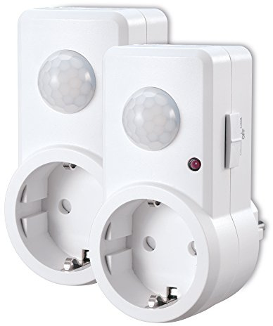 sonero IMS060 Infrarot-Bewegungsmelder Zwischenstecker - Innenmontage in Steckdose, Schutzklasse: IP20, 120° / 9m Arbeitsfeld, weiß (2er- Set)